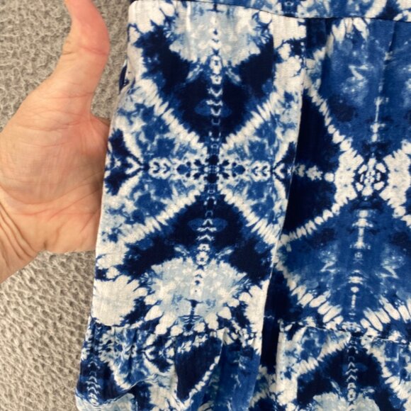 Chicos Dress Womens 1 US Medium Blue Printed Tiered Short Sleeve Notched Neck - Picture 5 of 12